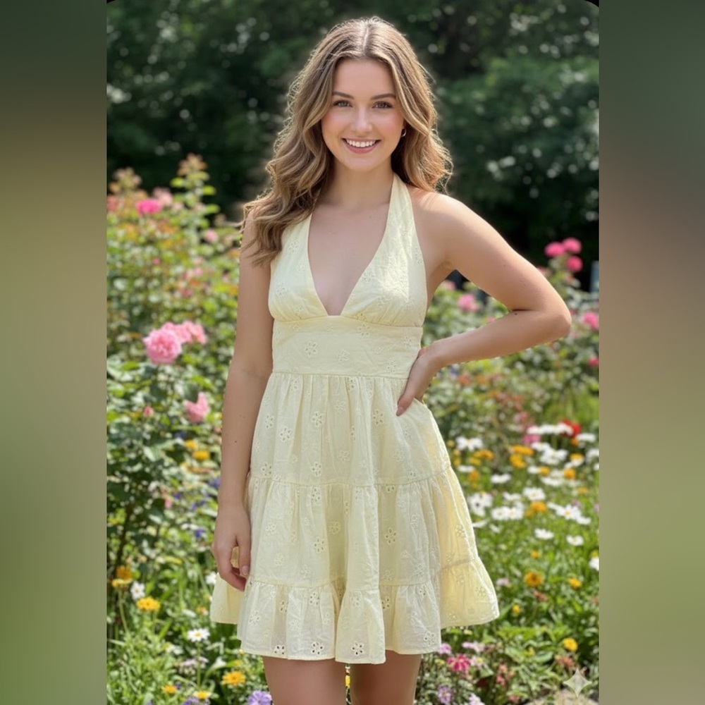 Princess Polly Light Yellow Backless Dress size 2